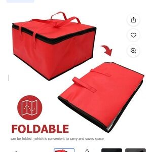 Spacious Insulated Delivery Bag for Pizza - 20" x 20" x 6" Handheld Design